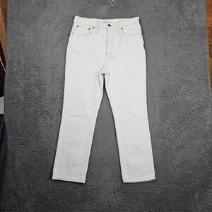 Madewell Slim Demi Boot Jeans White Denim Button Fly Women‎ Size 29